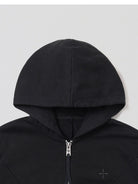 SMFK Embroidered Cropped Zip Up Hoodie in Black - Detail