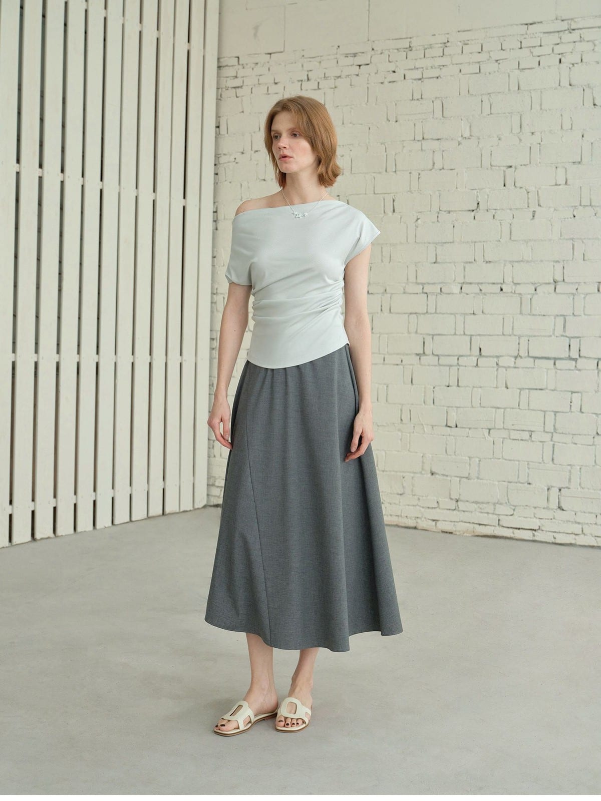TEASEL Multi Wear Off Shoulder Top in Mint - On Female Model