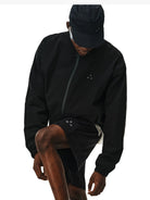 FPA Cotton Blend Stand Collar Jacket in Black - On Male Model