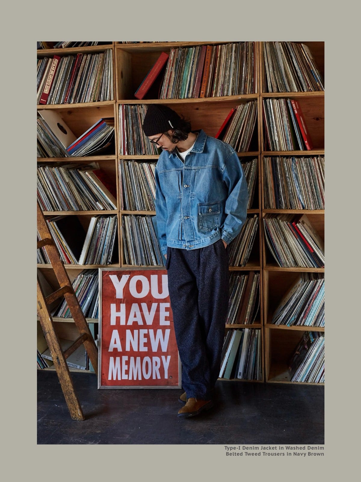 USAGE Type I Selvedge Denim Cropped Jacket in Denim - On Male Model