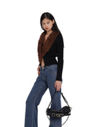 SweetChilling Leather Heart Buckle Chain Bag in Black - On Female Model