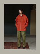 USAGE Drawstring Zip Front Tech Anorak in Orange - On Male Model