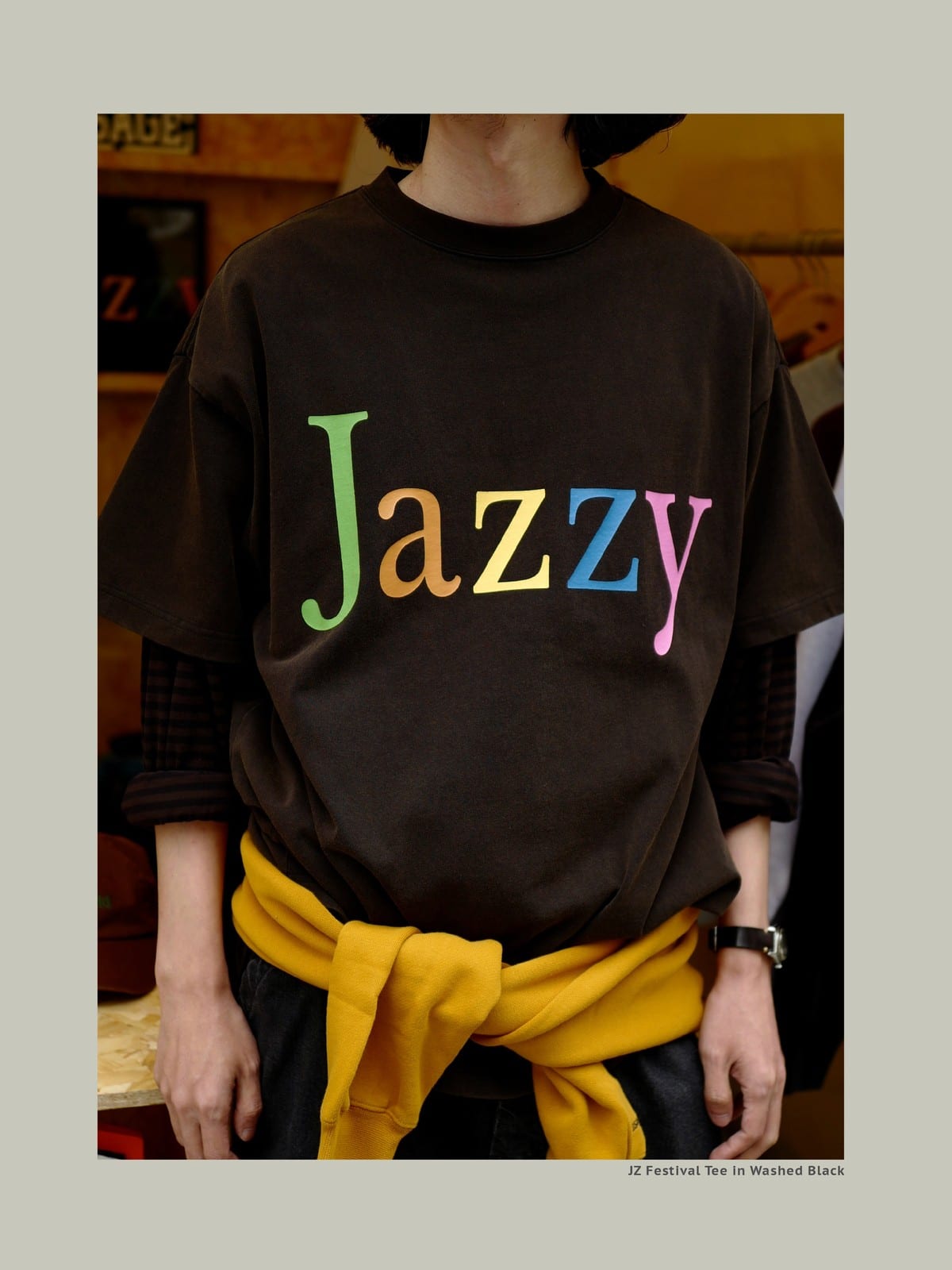 USAGE JZ Festival Graphic Cotton T Shirt in Black - On Model