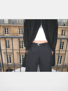 FaxCopyExpress Irregular Buckle Belt in Black - On Model