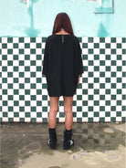 D5ove Sad Bear Graphic Half Sleeve T Shirt in Black - On Model