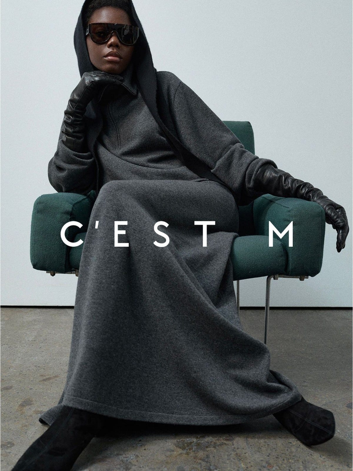 CEST M Half Zip Wool Cashmere Pullover in Gray - On Female Model