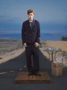 SOD Striped Double Breasted Wool Blend Blazer in Navy Blue - Lifestyle