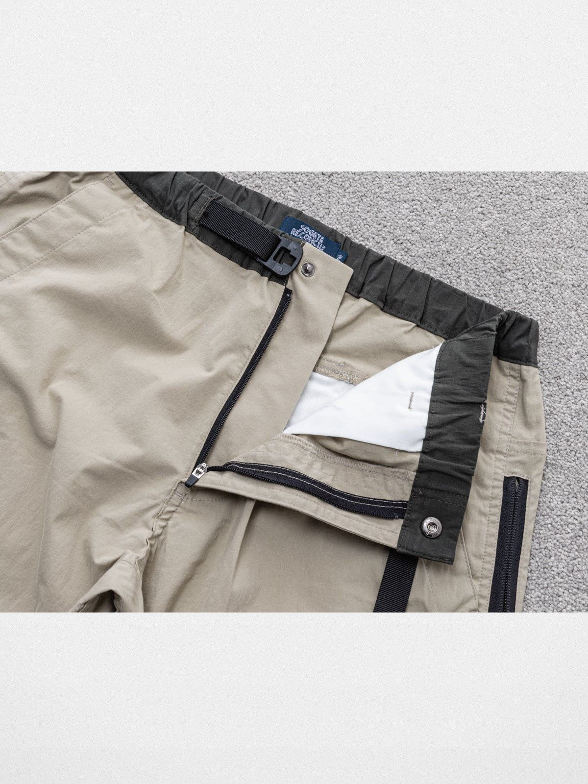 Soda Trendy Water Repellent Tapered Hiking Pants in Beige - Detail
