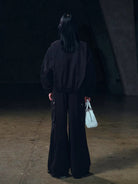 SMFK Garment Dyed Drawstring Cargo Pants in Black - On Model