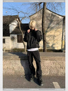 Y OFFICIAL High Neck Nylon Bomber Jacket in Black - On Model
