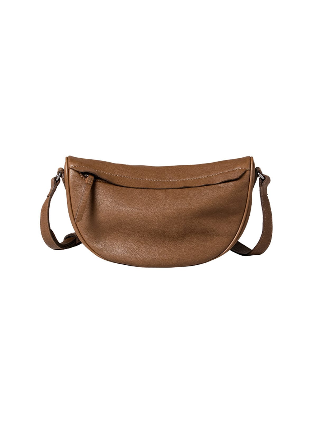 QIUZHEN Vegetable Tanned Leather Crescent Bag in Gray