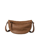 QIUZHEN Vegetable Tanned Leather Crescent Bag in Gray