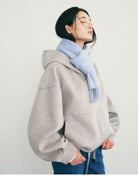 TEASEL Hooded Camel Wool Blend Jacket in Beige - On Female Model
