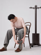 SIMPLE PROJECT Painted Straight Leg Trousers in Gray - On Male Model