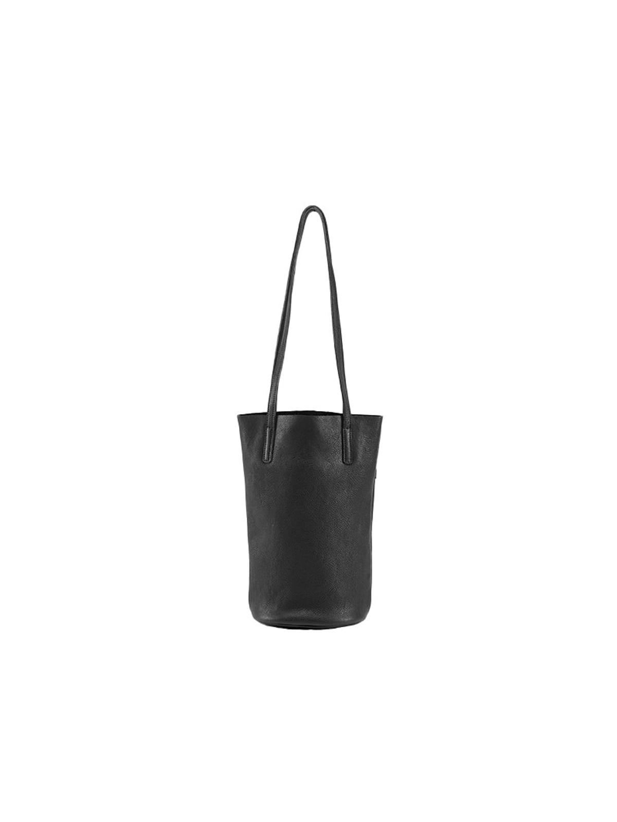 QIUZHEN Vegetable Tanned Leather Bucket Bag in Black