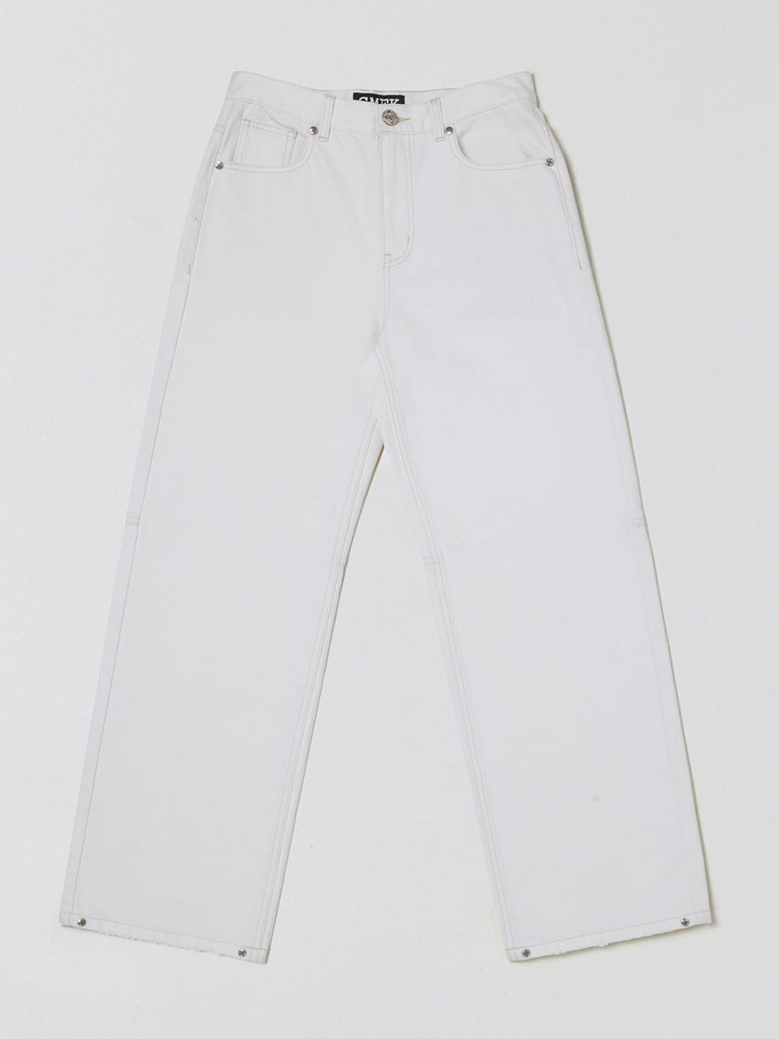 SMFK Washed Wide Leg Denim Jeans in White