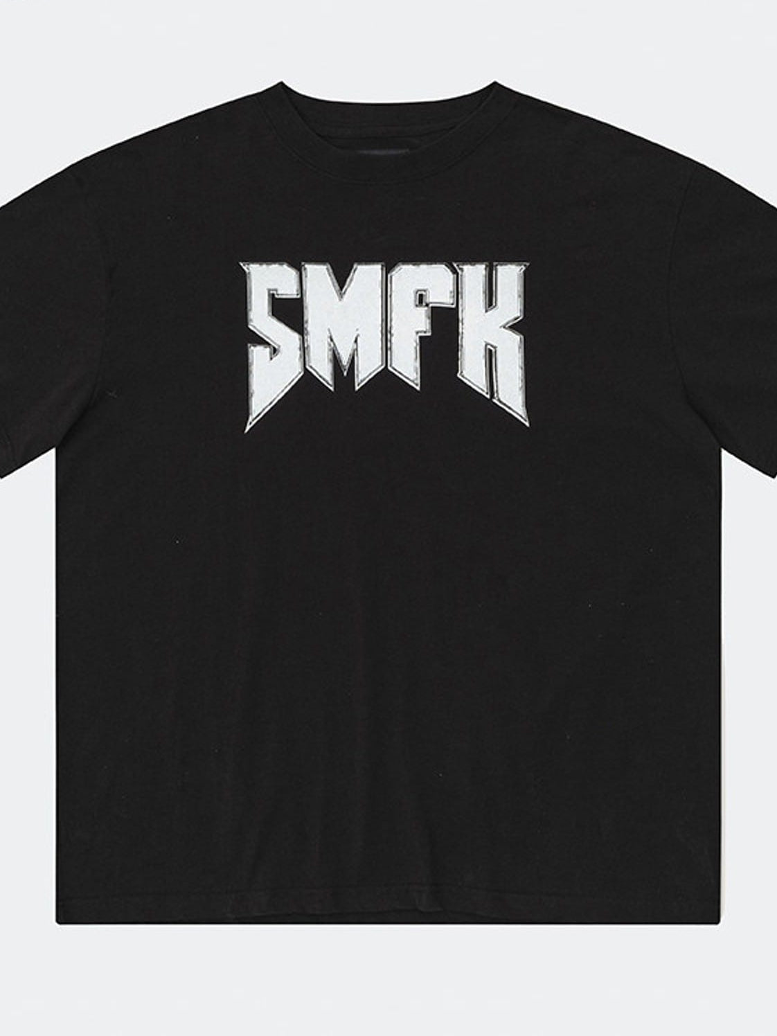 SMFK Metallic Logo Cotton T Shirt in Black