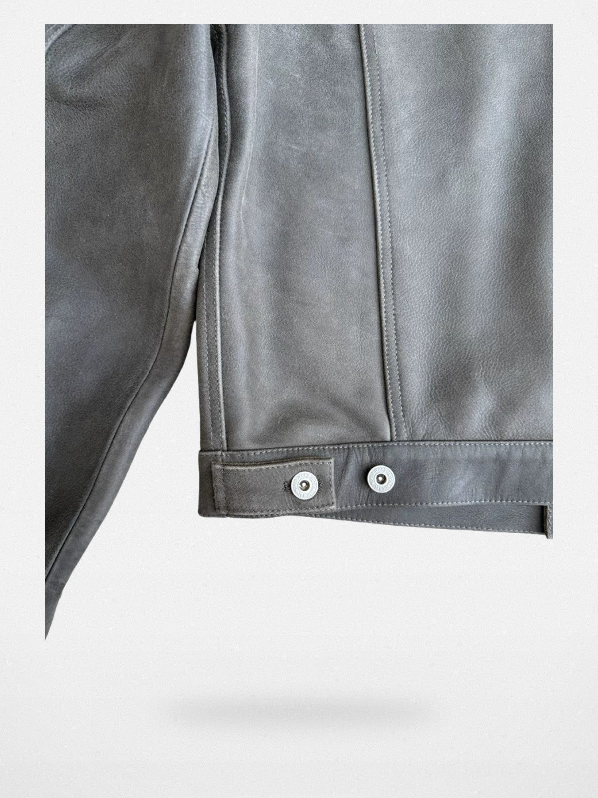 UNKNOWNWORLD Cracked Leather Type 3 Jacket in Green - Detail