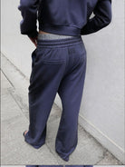 RARELY ALIKE Gradient Wide Leg Sweatpants in Navy Blue - On Model