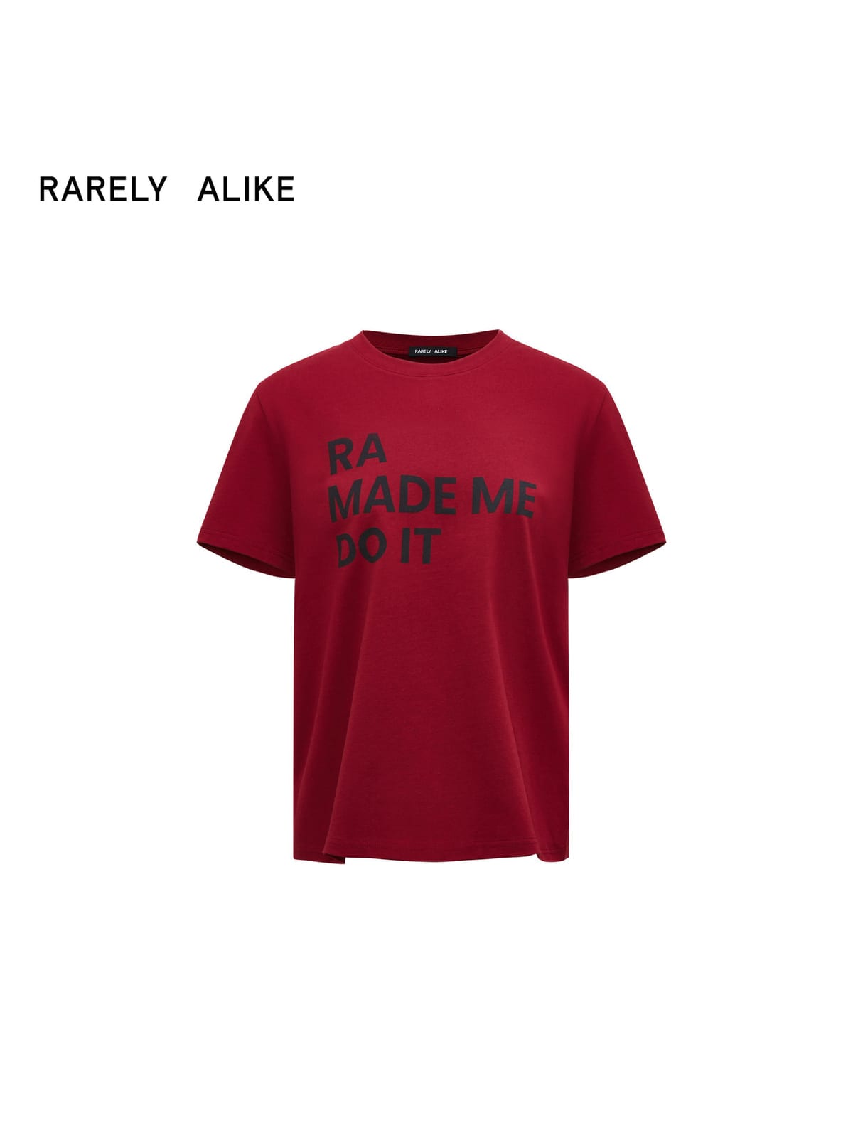 RARELY ALIKE Anniversary Slogan Cotton T Shirt in Burgundy
