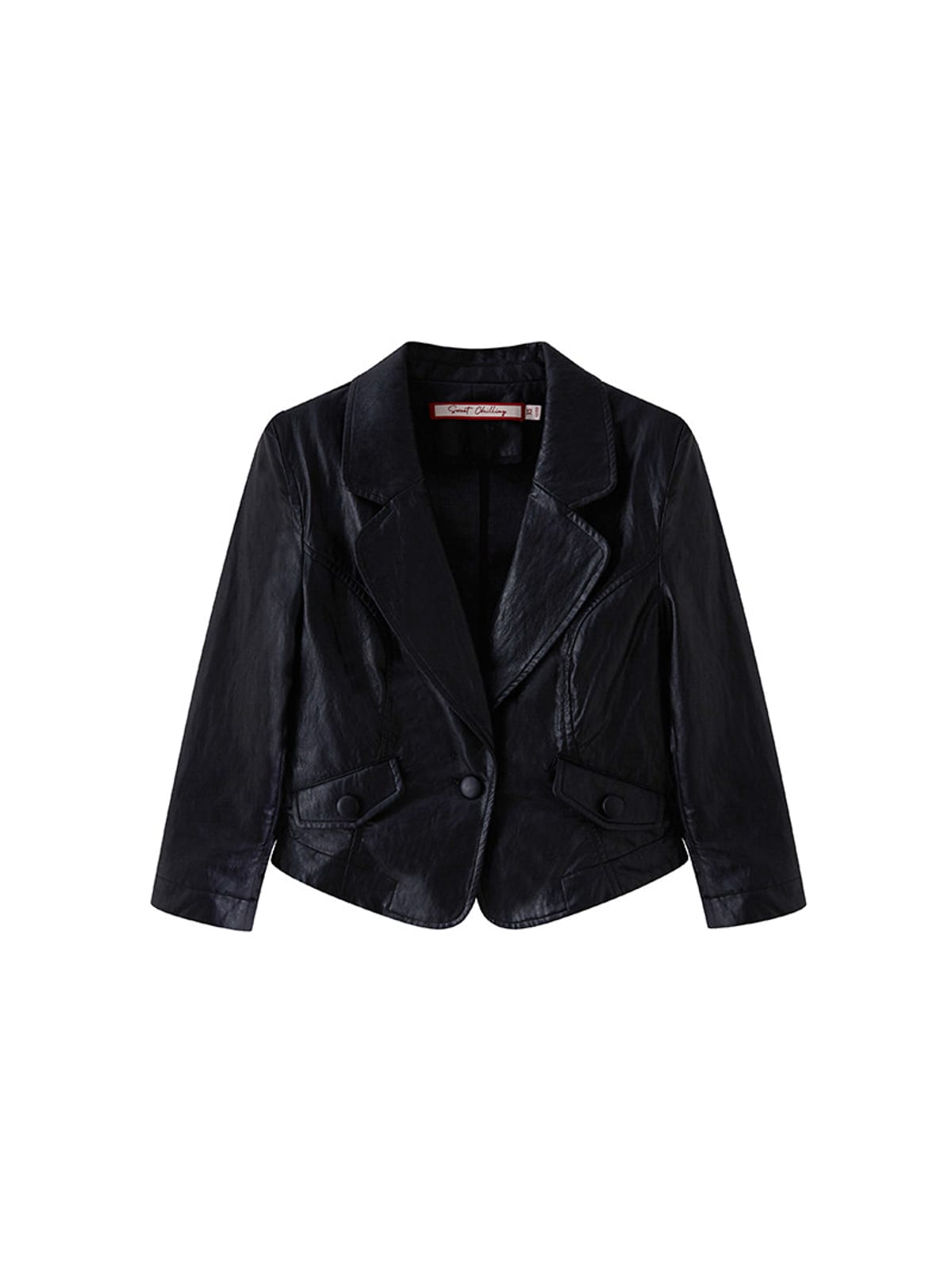 Glossy Faux Leather Cropped Jacket | MING STREET