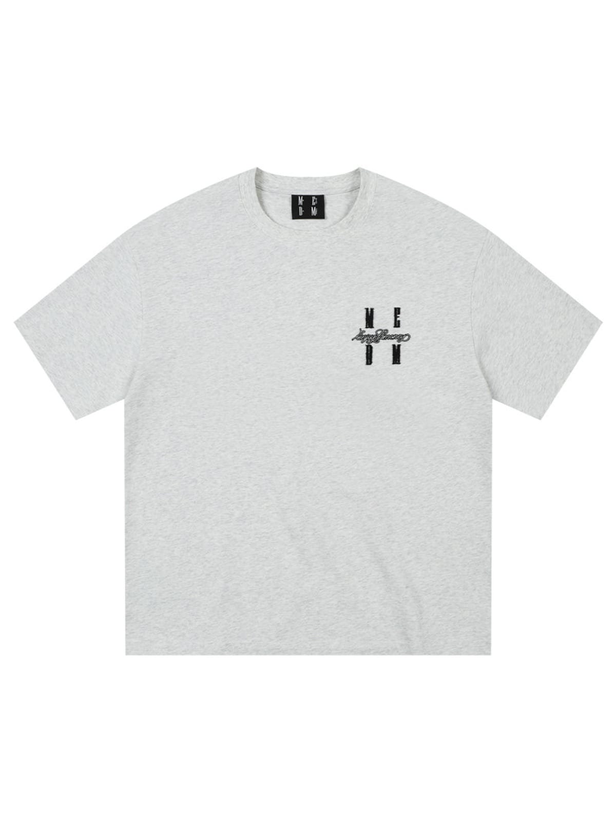 MEDM Tufted Logo Cotton T Shirt in Gray