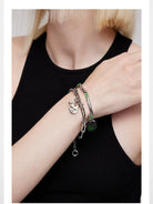 BLACKHEAD Double Layer Cat Charm Bracelet in Silver - On Female Model