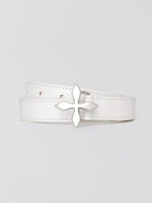 SMFK Thin Leather Cross Buckle Belt in White