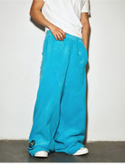 MEDM Lightweight Fleece Drawstring Sweatpants in Sky Blue - On Male Model