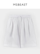 MSBEAST 100 Linen Knee Length Shorts in White