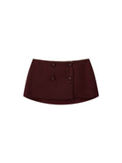 SweetChilling Double Breasted Polka Dot Mini Skirt in Brown