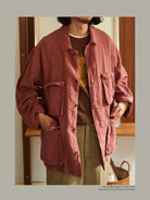 USAGE Linen Four Pocket BDU Jacket in Pink - On Male Model