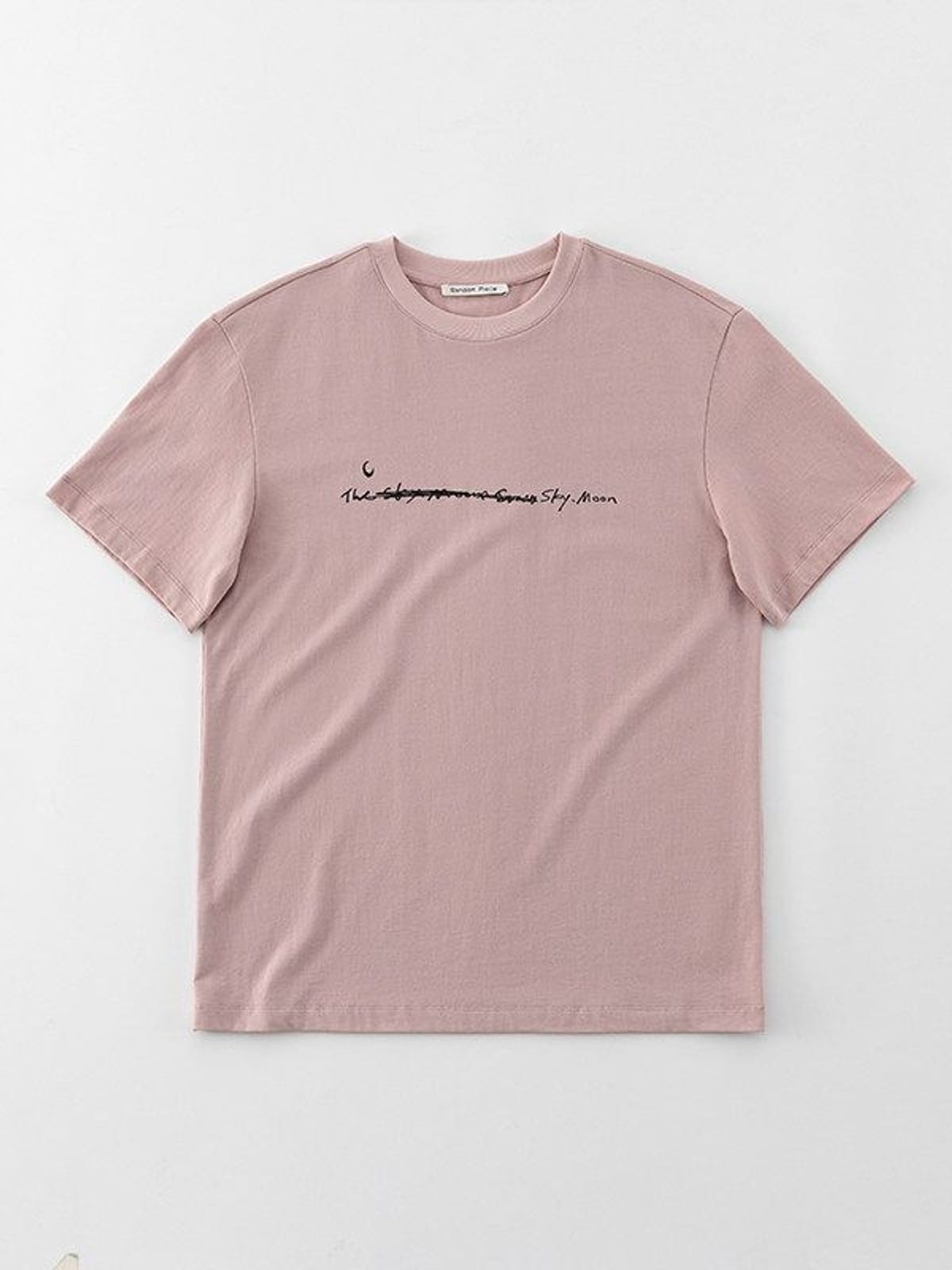 Random Piece Script Letter Print Cotton T Shirt in Pink