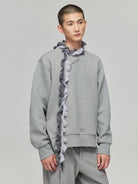 SIMPLE PROJECT Spacer Fabric Slit Hem Sweatshirt in Gray - On Male Model