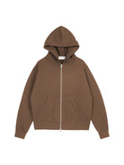 SIMPLE PROJECT Cotton Blend Zip Up Hoodie in Brown