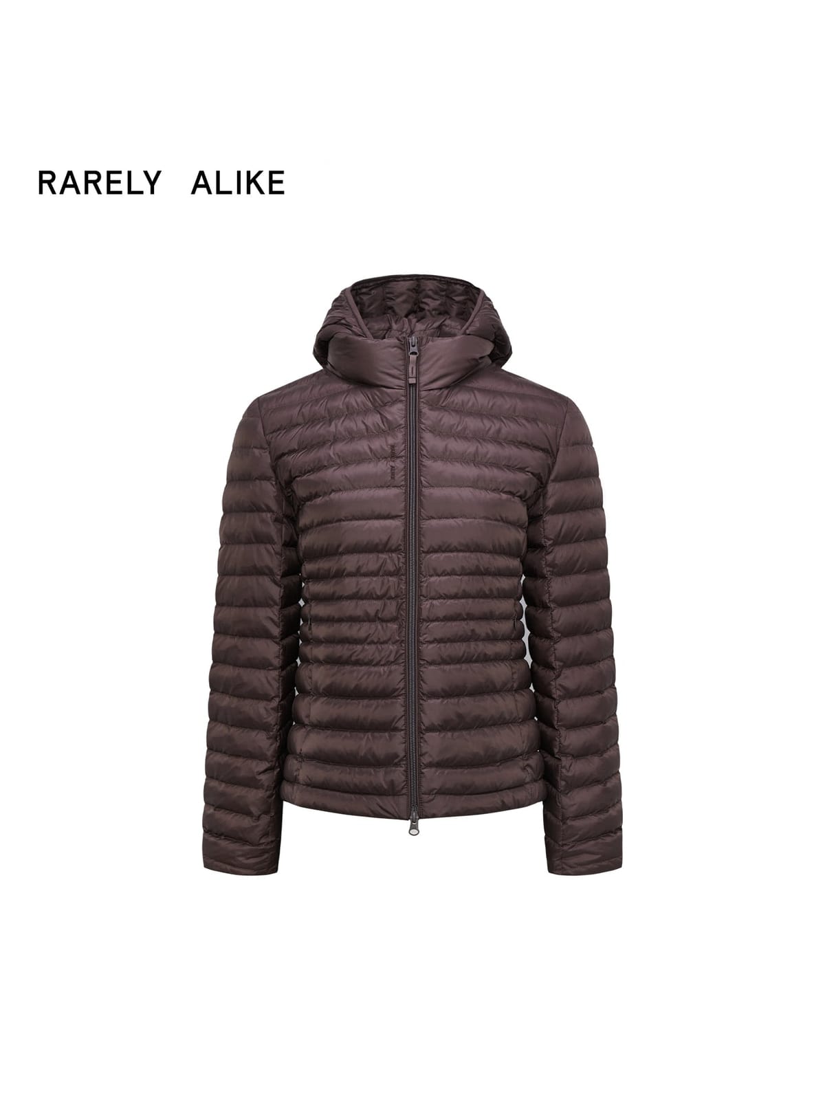 RARELY ALIKE Detachable Hood Duck Down Puffer in Brown