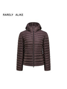 RARELY ALIKE Detachable Hood Duck Down Puffer in Brown