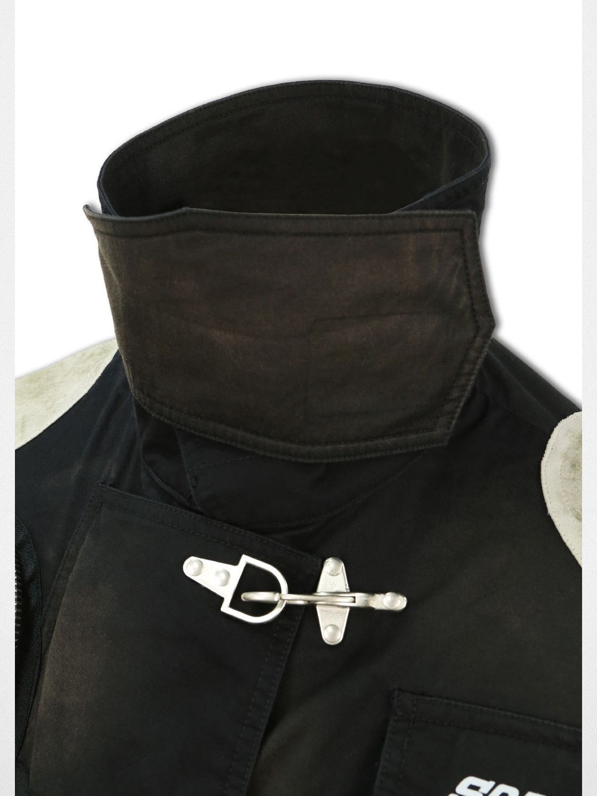 SOD Vintage Washed Firefighter Jacket in Black - Detail