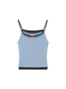 SweetChilling Wool Blend Ribbed Knit Camisole in Navy Blue