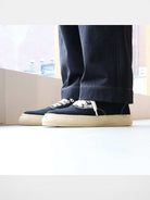 Soda Retro Canvas Low Top Sneakers in Black - On Model