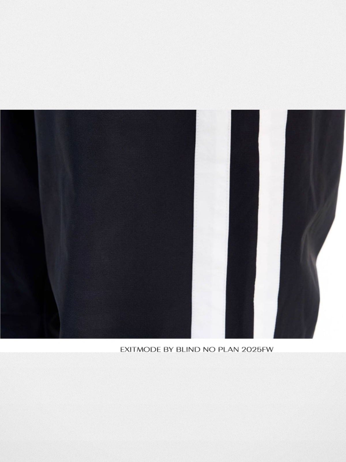 BLINDNOPLAN Striped Pleated Track Pants in Black - Detail