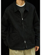 USAGE Textured Nep Blouson Jacket in Black - On Male Model