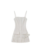 SweetChilling Textured Pleated Camisole Mini Dress in White