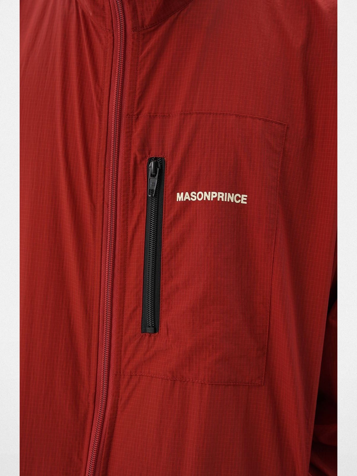 MASONPRINCE Lightweight Tonal Check Nylon Jacket in Red - Detail