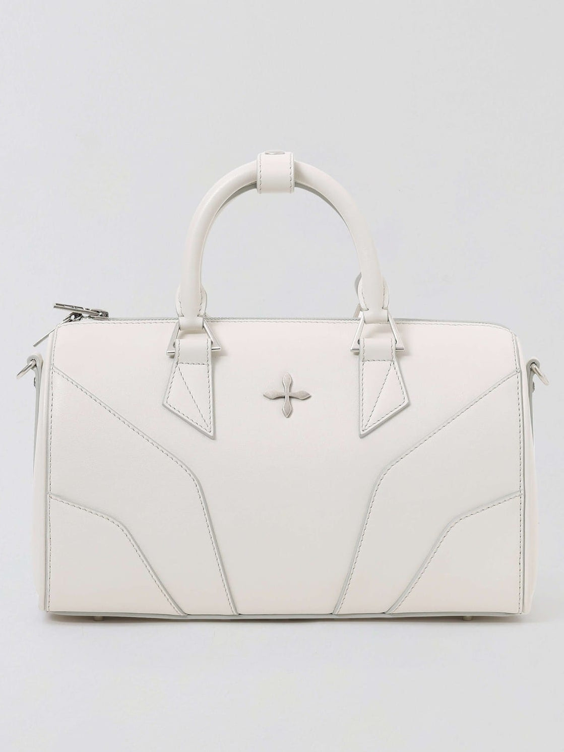 SMFK Medium Leather Cross Motif Handbag in White
