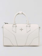 SMFK Medium Leather Cross Motif Handbag in White