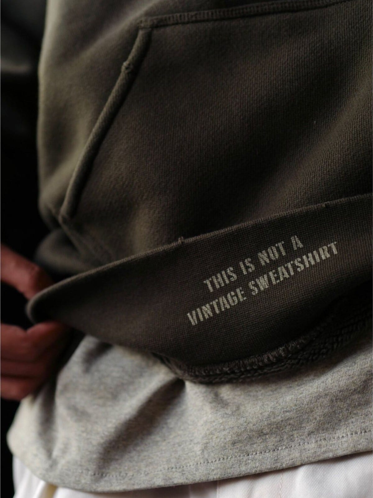 USAGE Faded Vintage Wash Hoodie in Olive - On Model