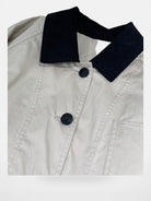 Venus Contrast Collar Cotton Barn Jacket in Beige - Detail