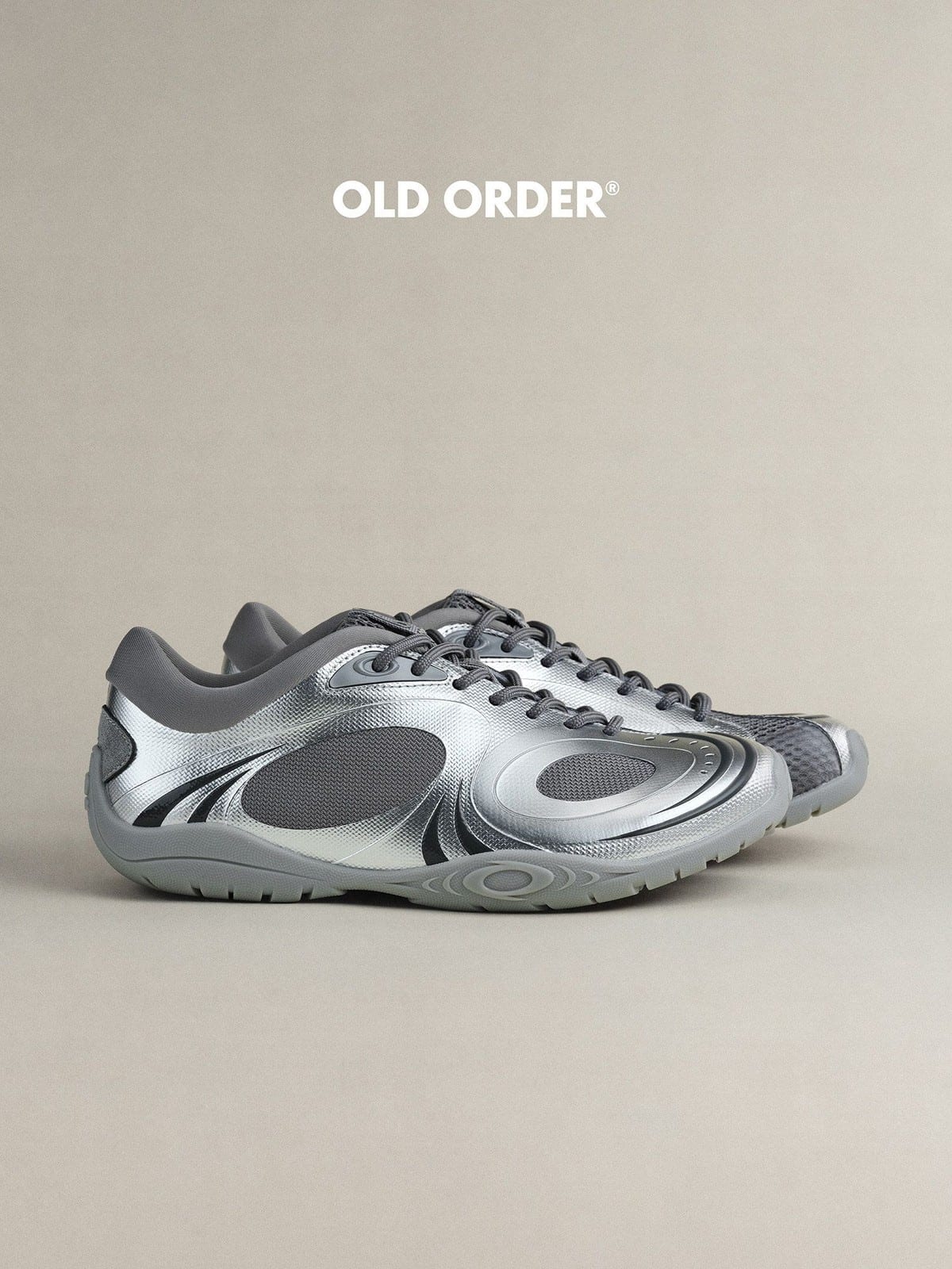 OLDORDER Metallic Chunky Track Sneakers in Silver