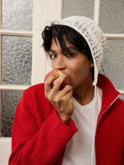 Retro 21 Red Wool Blend Double Zip Cardigan in Red - On Male Model